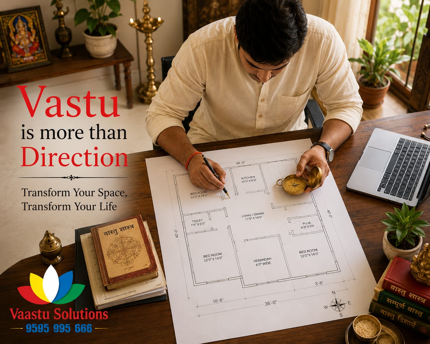 PadamJi reviewing a floor plan during an Astro-Vastu consultation